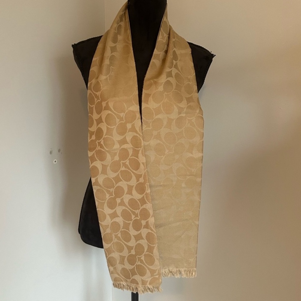 Coach Signature Scarf Tan - Picture 2 of 7